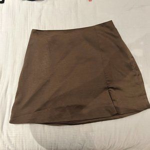 Chocolate brown mini slip skirt